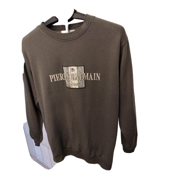 Pierre Balmain Paris Sweatshirt Size S Khaki Gray Embroidered Logo Paris $990 - Picture 6 of 11